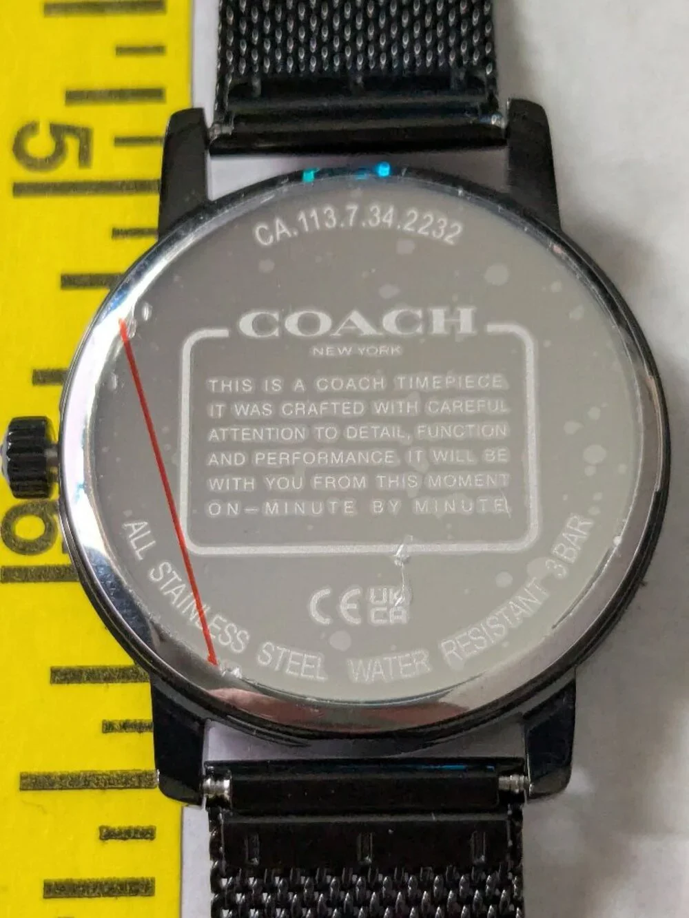 COACH Grand Black Dial Rainbow Crystal Mesh Band Quartz Watch CA 113.7.34.2232